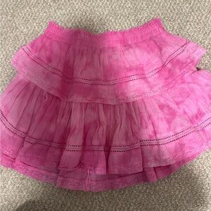LoveShackFancy Pink Tiered A-Line Skirt